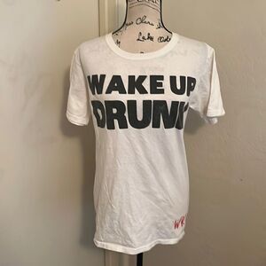 Wiz Khalifa Wake Up Drunk White Graphic Shirt